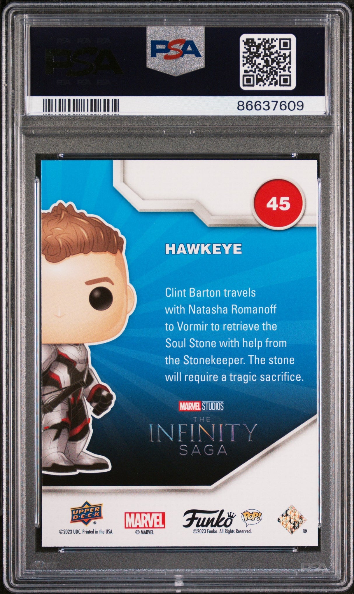 2023 UPPER DECK FUNKO POP MARVEL HAWKEYE #45 PSA 10