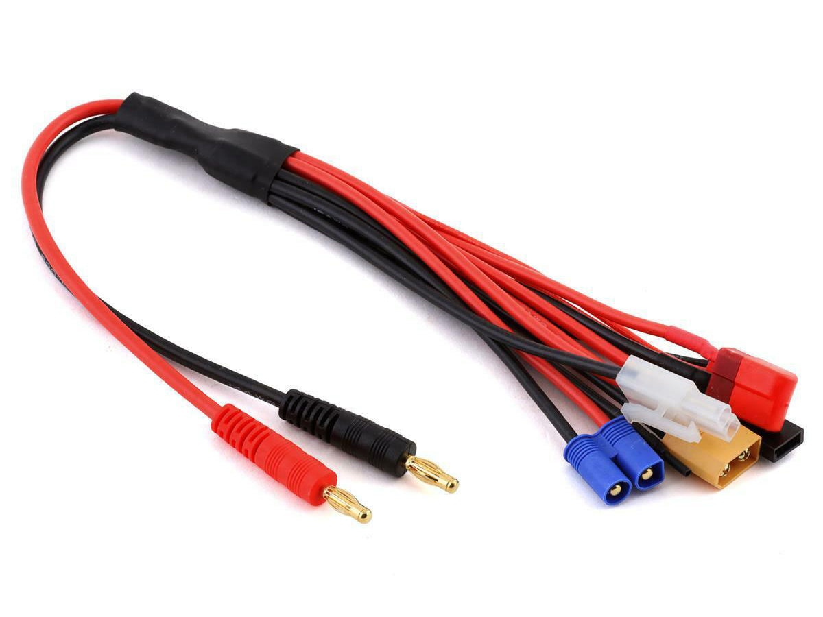 RAGE RC RCE1624 7-Function Charge Adapter to Male 4mm Bullets, 300mm Wire