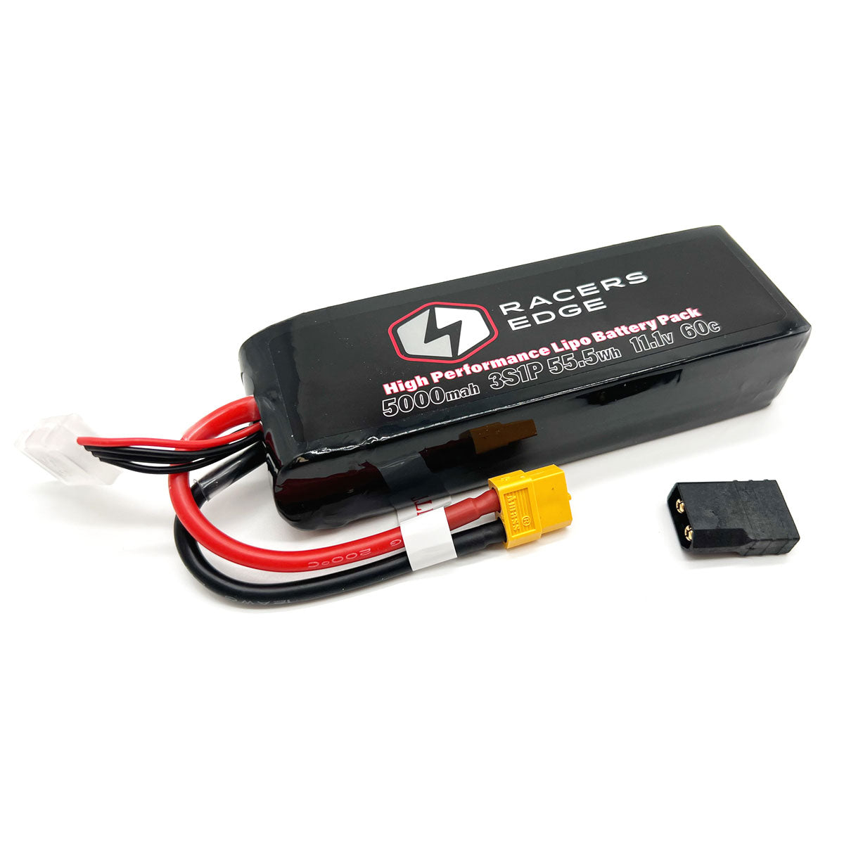 RACERS EDGE 5000mAh 3S 11.1V 60C Soft Pack Lipo Battery, XT60 Plug with TRX Adapter
