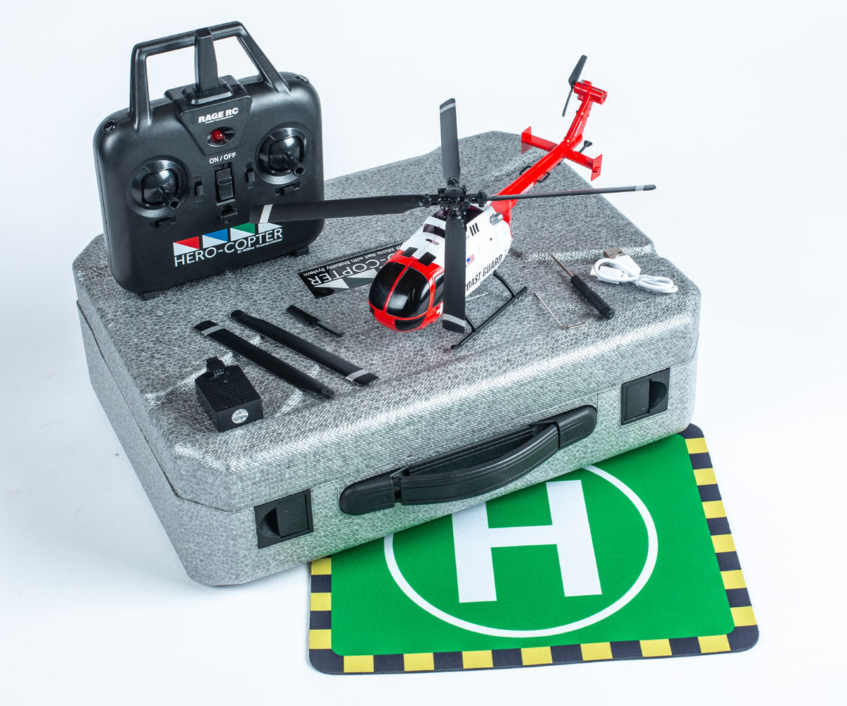 Rage RC RGR6050 Hero-Copter, helicóptero RTF de 4 palas; guardacostas