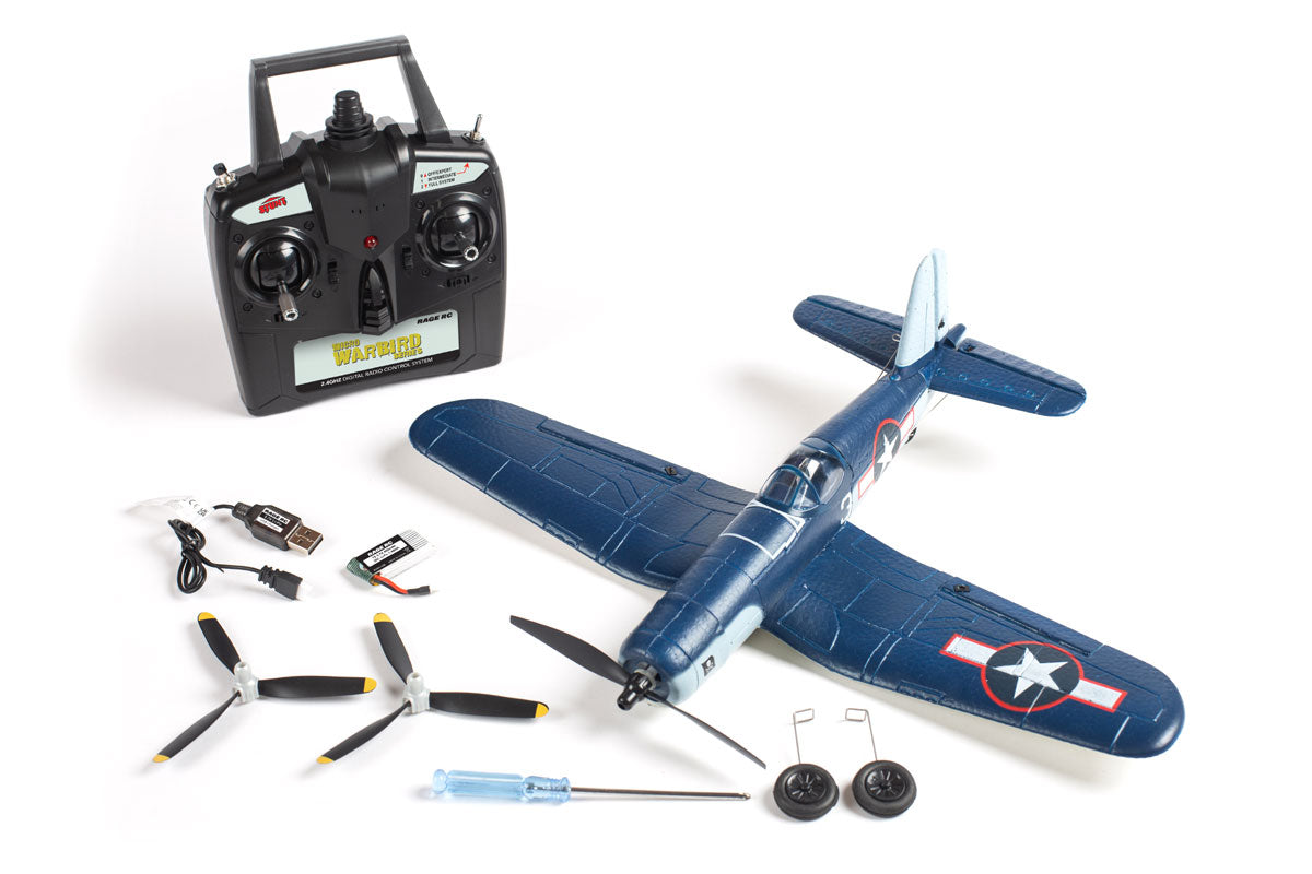 RAGE RC Racers Edge RGRA1301V2 F4U Corsair Jolly Rogers Micro RTF Airplane with PASS (Pilot Assist Stability Software) System