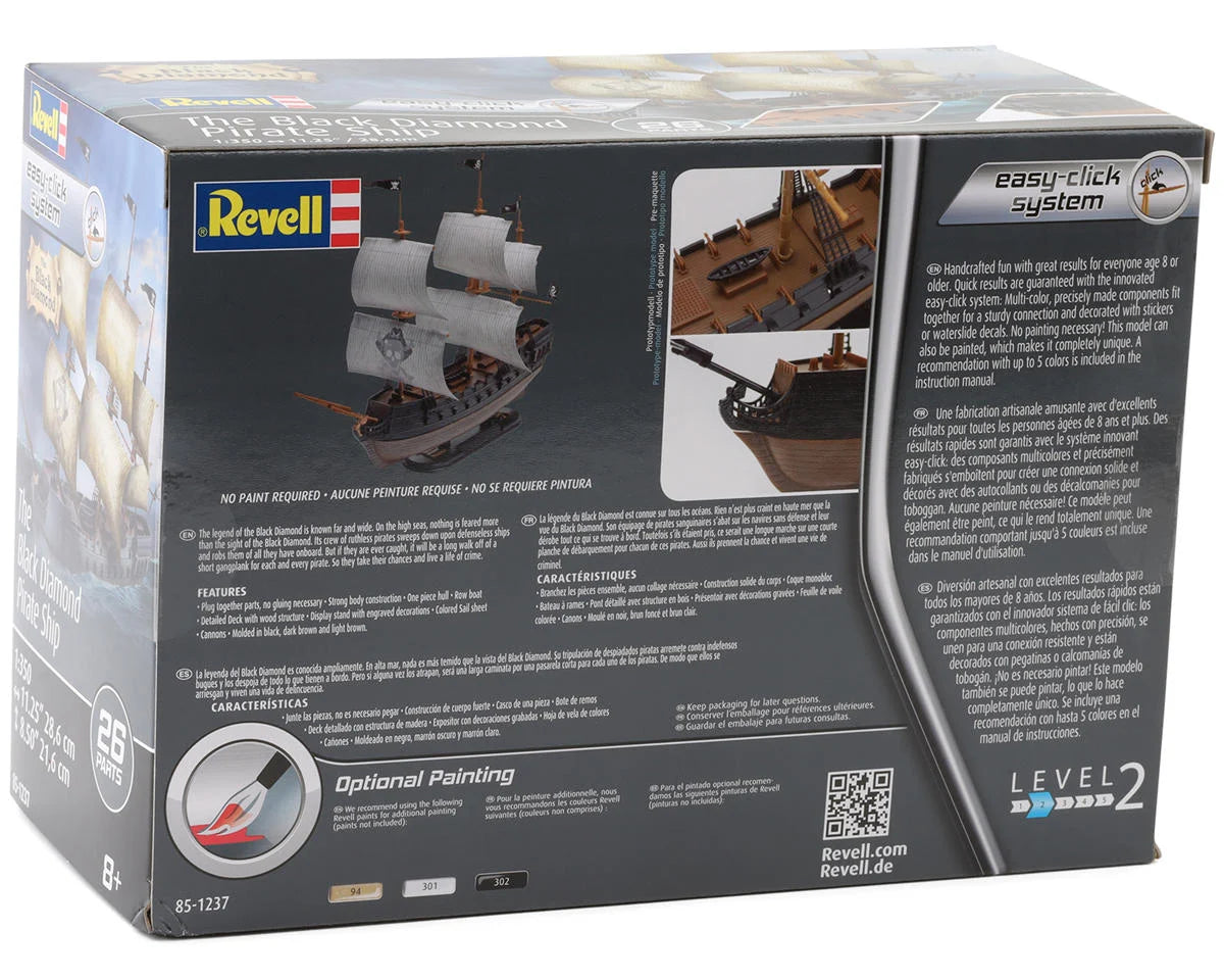 Revell RMX851237 1:35 The Black Diamond Pirate Ship EZ Clip Plastic Model Kit
