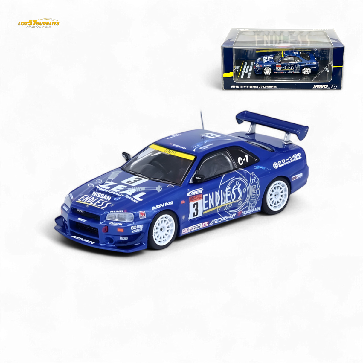 Inno64 Nissan Skyline GT-R R34 #3 Endless Advan 1:64