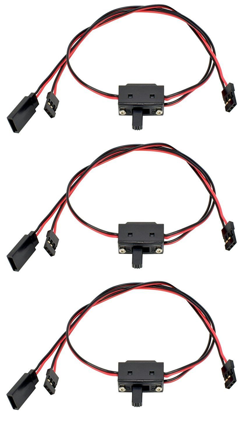 Apex 1056 RC Products JR Style 3 Way On/Off Switch W/ Charge Lead -3 Pack