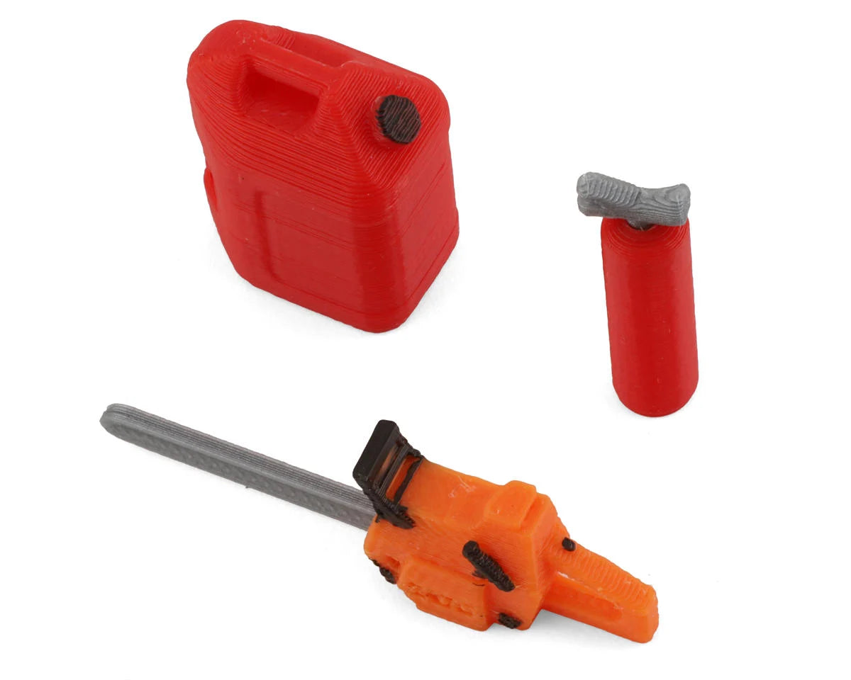 Scale By Chris SBCTR01 1/18 Miniature Scale Accessory Bundle w/Chainsaw, 5-Gallon Jug & Fire Extinguisher