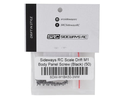 Sideways SDW-M1BK50-3MM RC Scale Drift M1 Body Panel Screw (Black) (50)