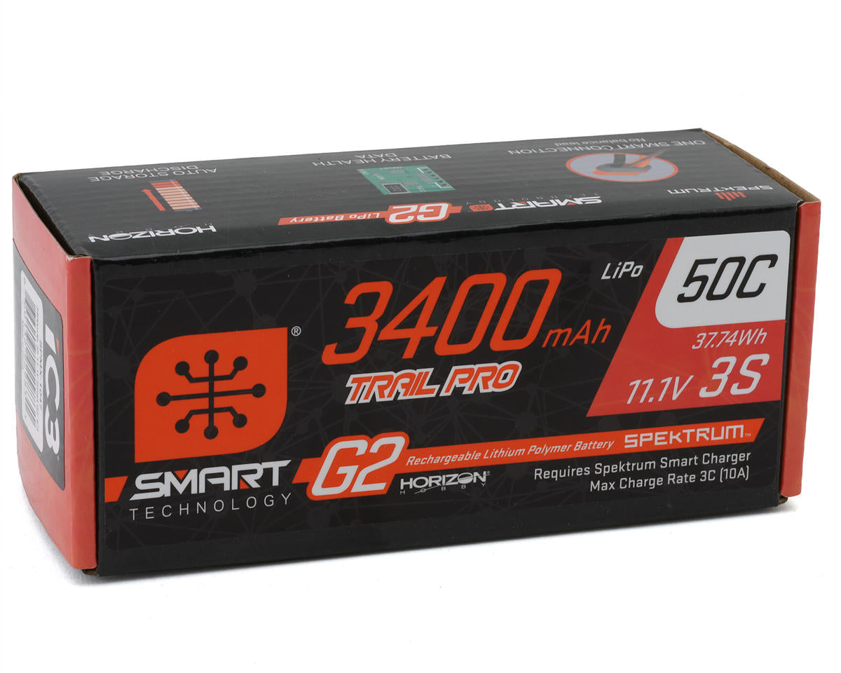 Spektrum SPMX-1047 RC 3S Smart G2 Trail Pro LiPo 50C Battery Pack (11.1V/3400mAh) w/IC3 Connector