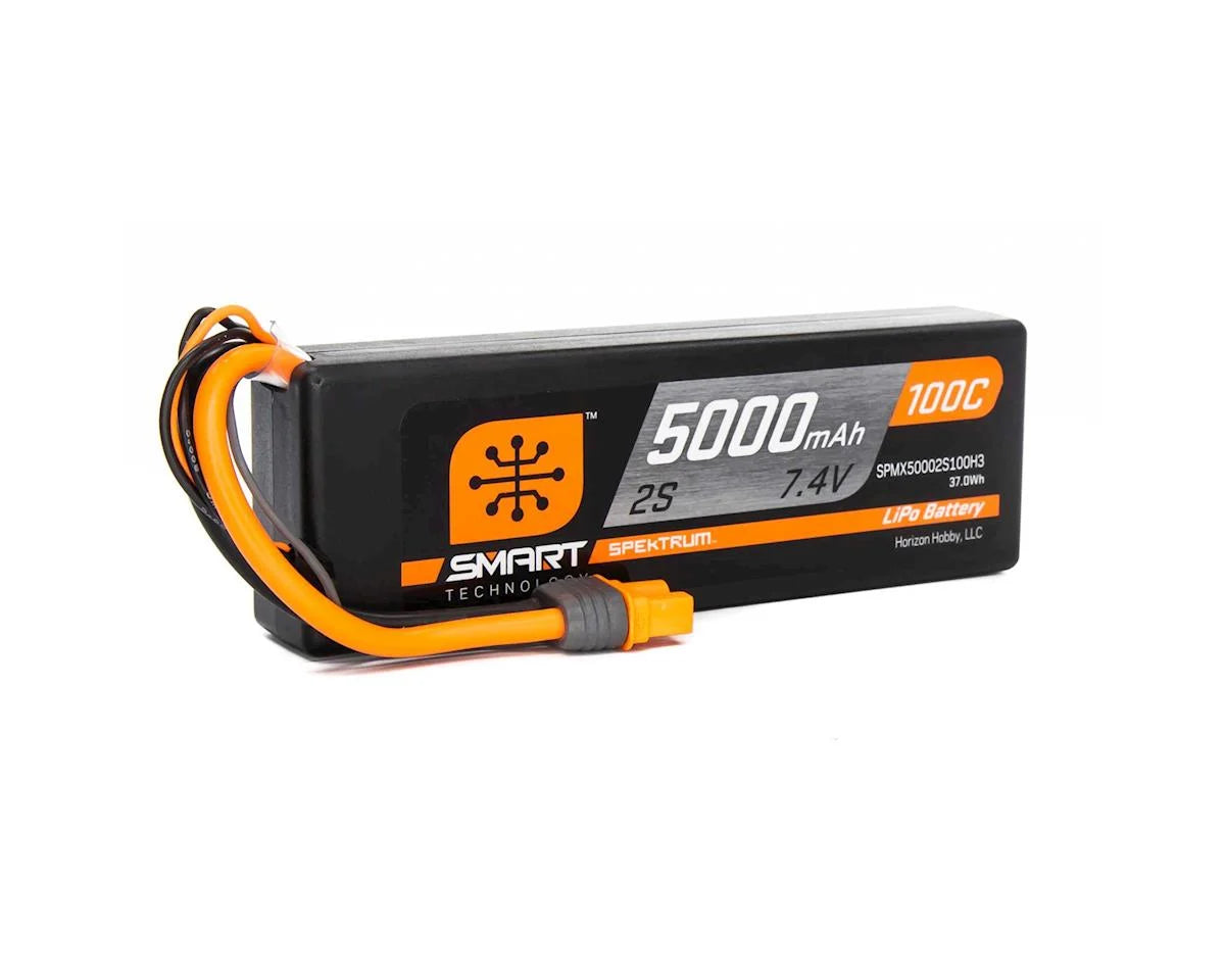 Spektrum SPMX50002S100H3 RC 2S Smart LiPo Hard Case 100C Battery Pack (7.4V/5000mAh) w/IC3 Connector