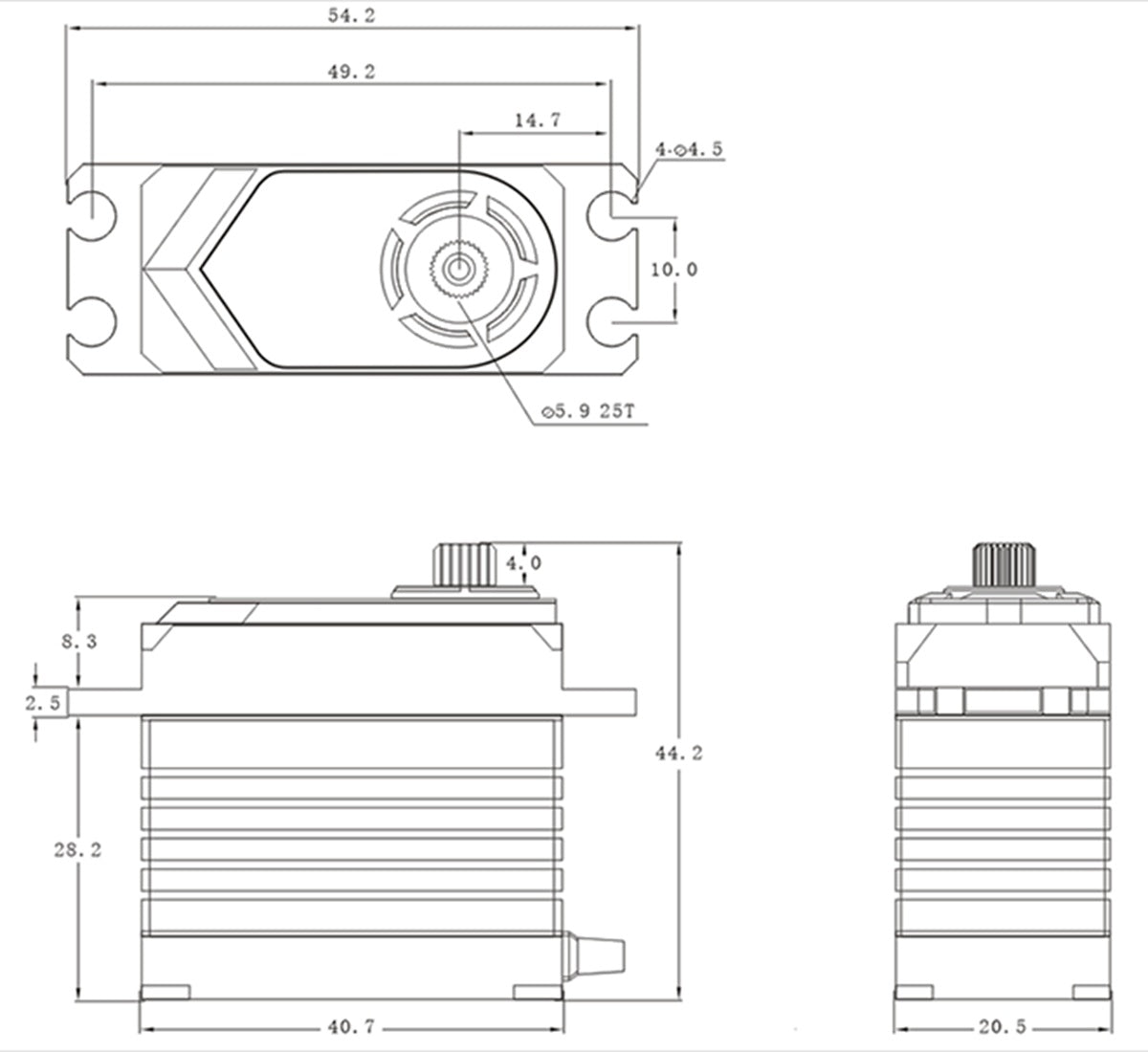 SRT SRTT75 Servos T75 Standard HV Brushless Digital Servo, .12sec / 972.1oz @ 8.4V