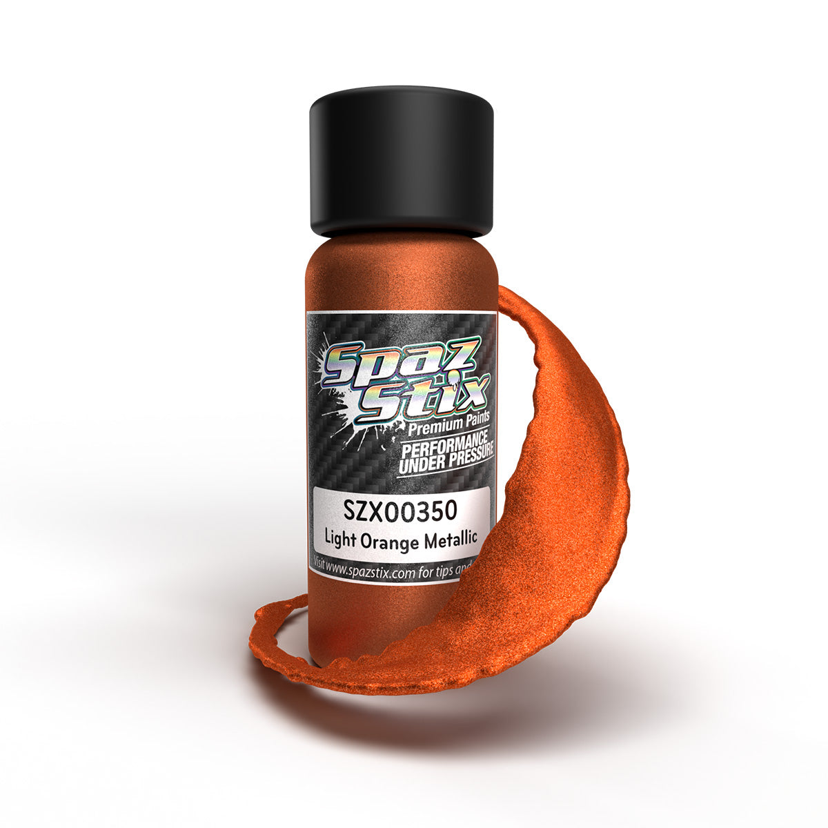 SPAZ STIX 00350 Light Orange Metallic Airbrush Ready Paint, 2oz Bottle
