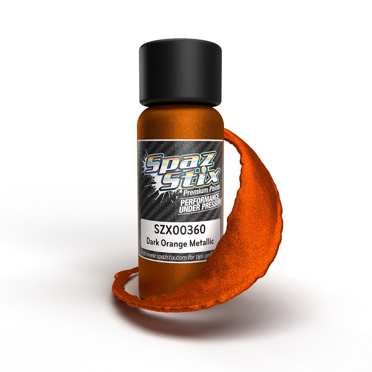 SPAZ STIX 00360 Dark Orange Metallic Airbrush Ready Paint, 2oz Bottle