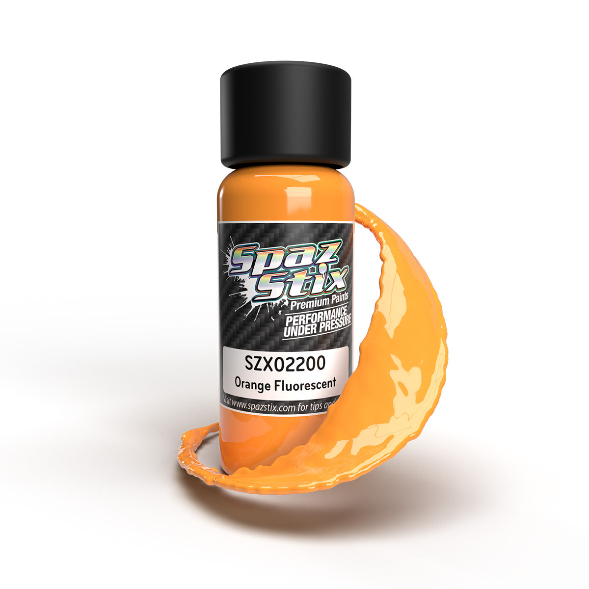 Spaz Stix 02200 Orange Fluorescent Airbrush Ready Paint, 2oz Bottle