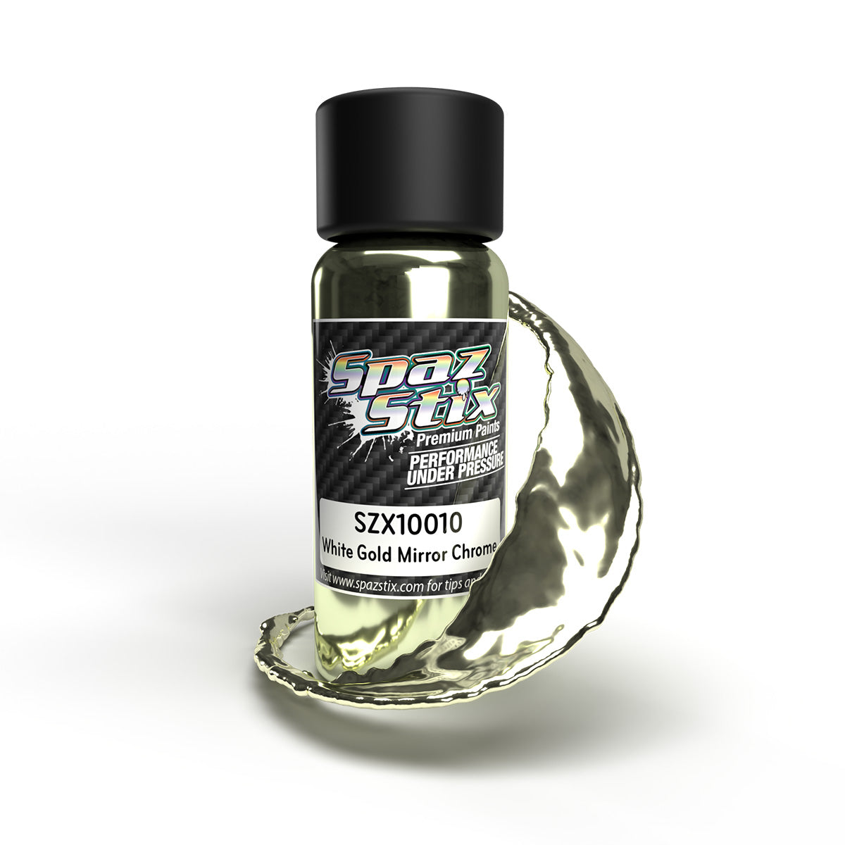 SPAZ STIK 10010 White Gold Mirror Chrome Airbrush Ready Paint, 2oz Bottle