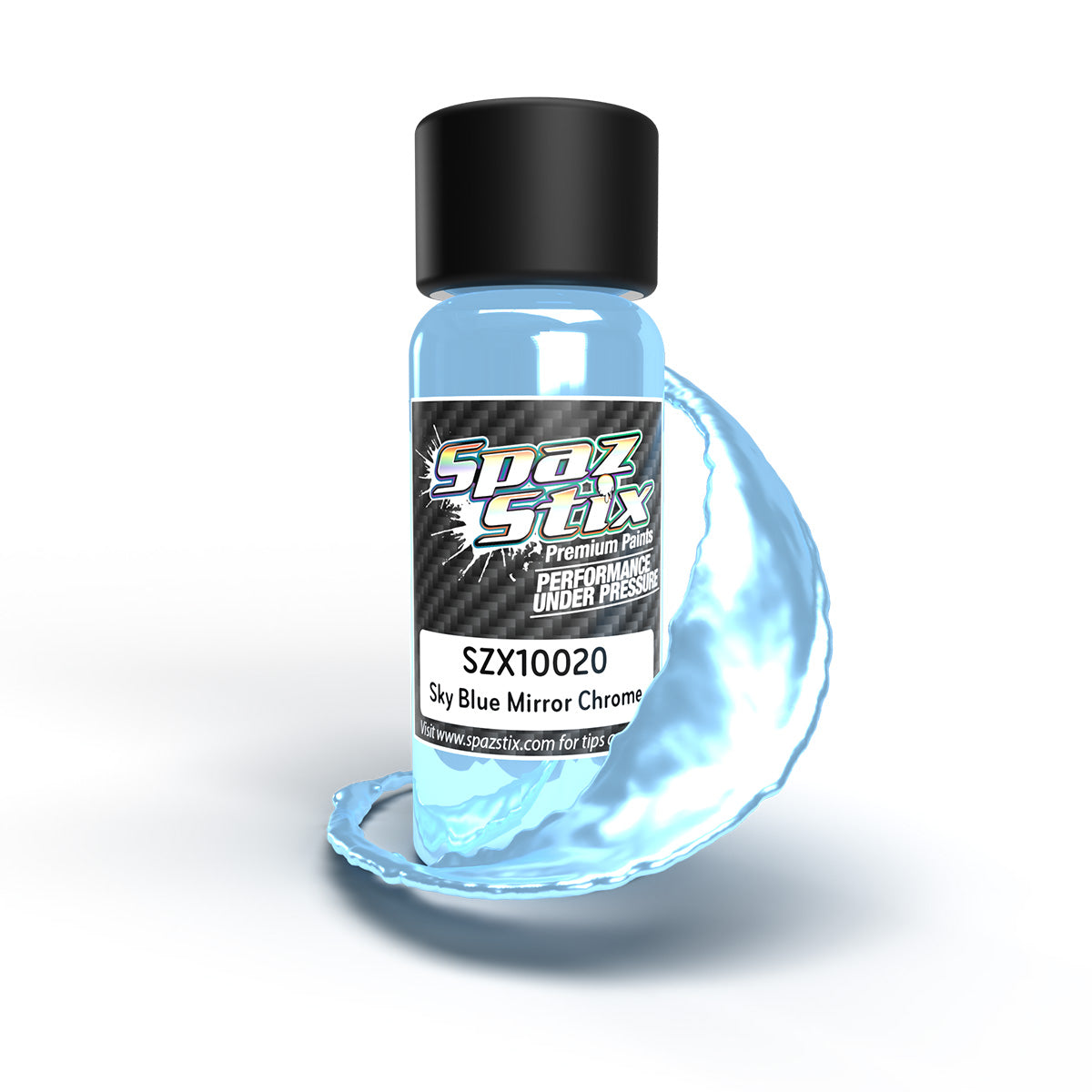 SPAZ STIX 10020 Sky Blue Mirror Chrome Airbrush Ready Paint, 2oz Bottle
