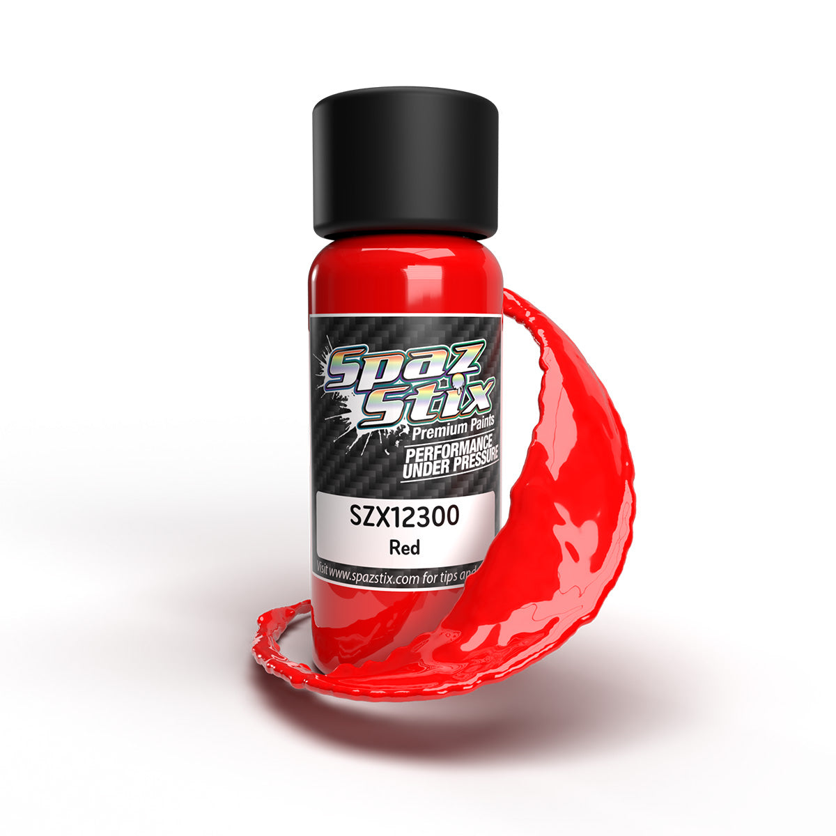 Spaz Stix 12300 Solid Red Airbrush Ready Paint, 2oz Bottle