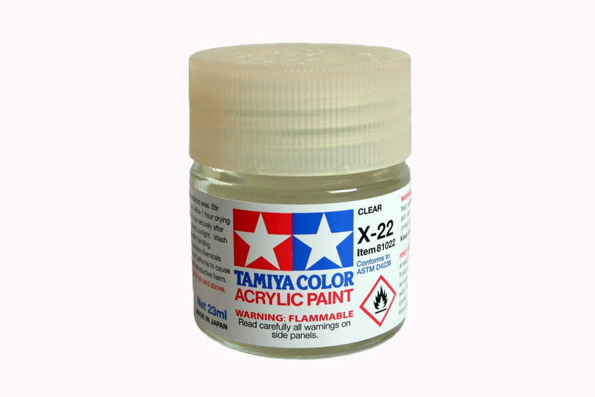 Tamiya 81022 Acrylic X-22 Clear Paint, 23ml Bottle