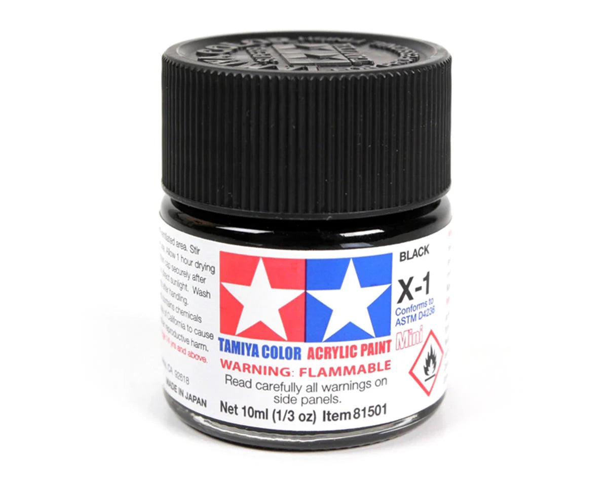 Tamiya 81501 X-1 Black Acrylic Paint (10ml)