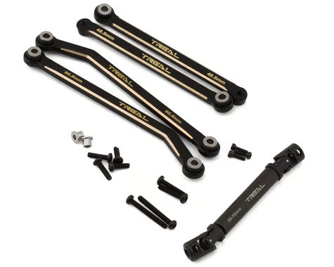 Treal Hobby FCX24 Brass Extended Rear Suspension Link Set (+12mm) w/Steel Driveshaft