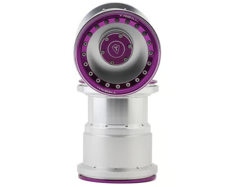 Treal Hobby 2.6" Aluminum Beadlock Monster Truck Wheels (Silver/Purple) (2) (12mm Hex)