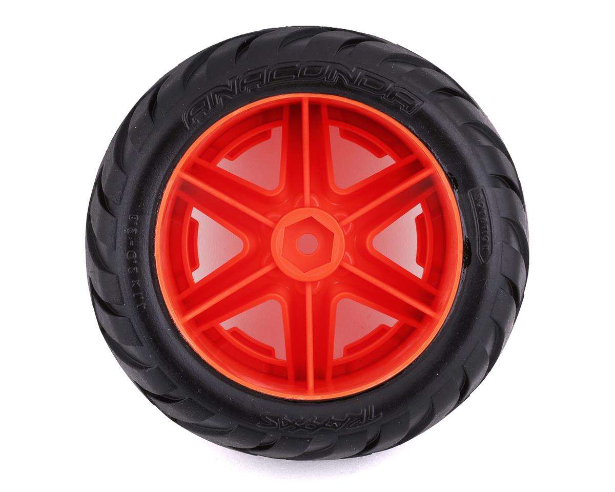 Traxxas 6768A Anaconda Pneus pré-montés 2,8" avec roues arrière électriques RXT (2) (Orange) avec hexagone 12 mm