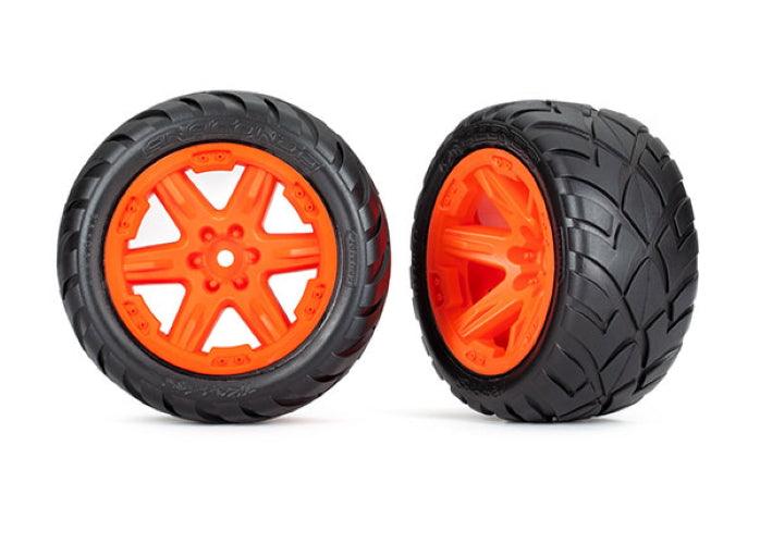 Traxxas 6775A Tires & Wheels Assembled Glued (2.8') Orange Wheels
