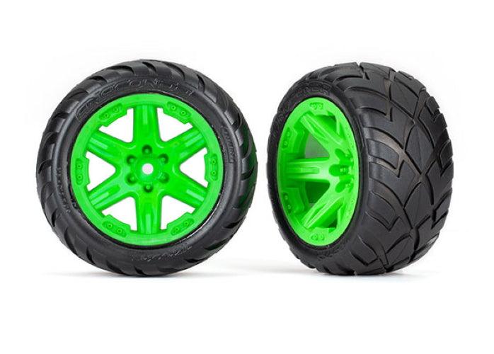 Traxxas 6775G Tires & Green Wheels Assembled Glued (2.8')