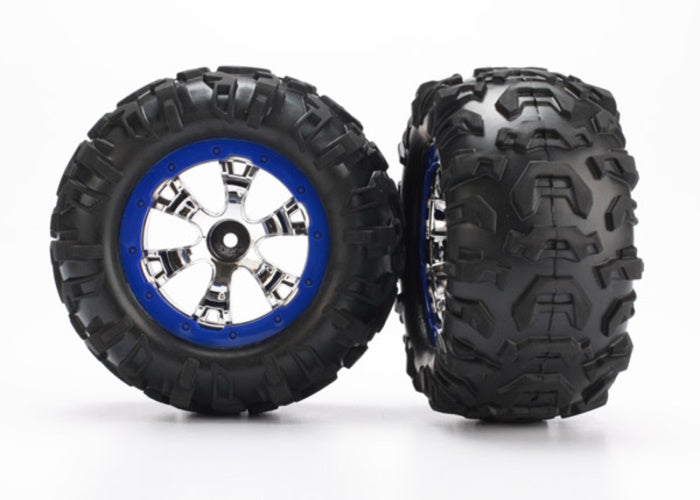 Traxxas Tra7274 Pre-Mounted Canyon AT Tires (Geode Beadlock) (2) Chrome/Blue