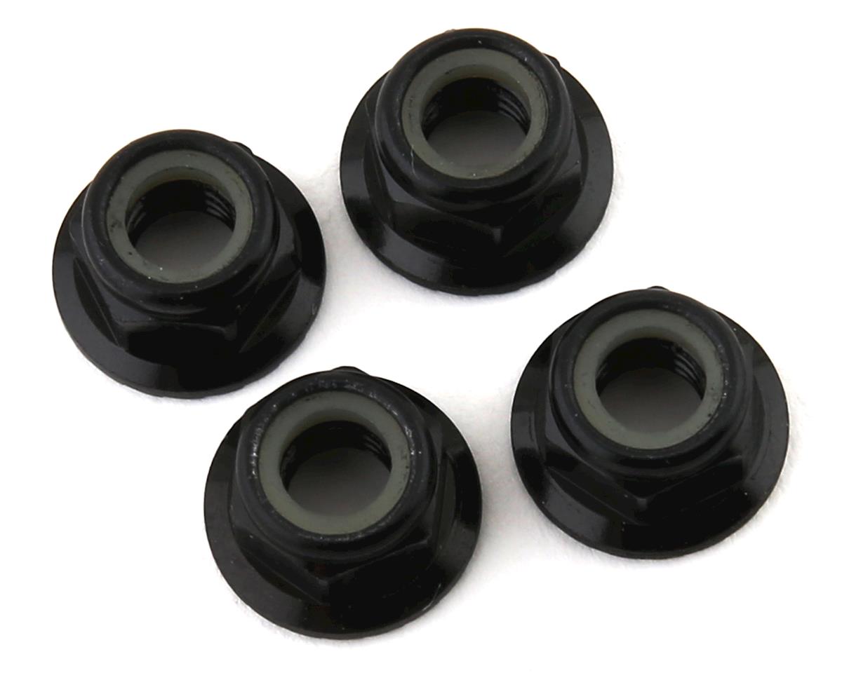 Traxxas 8447A Écrous de verrouillage en nylon à bride en aluminium de 5 mm (noir) (4)