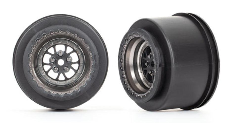 Traxxas 9473A Wheels Weld Satin Black Chrome (Rear) (2) Drag Slash