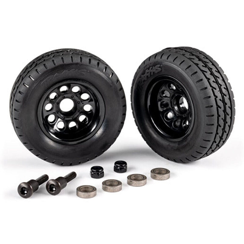Traxxas 9797 TRX-4M Trailer Tires w/ Black Wheels & Mounting Hardware (2)
