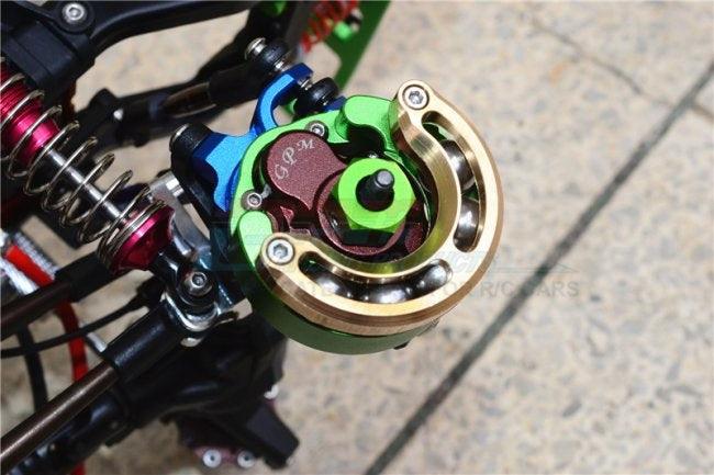 GPM ALUMINUM PENDULUM WHEEL KNUCKLE BRASS LID HEX ADAPTER TRAXXAS TRX-4 BLUE