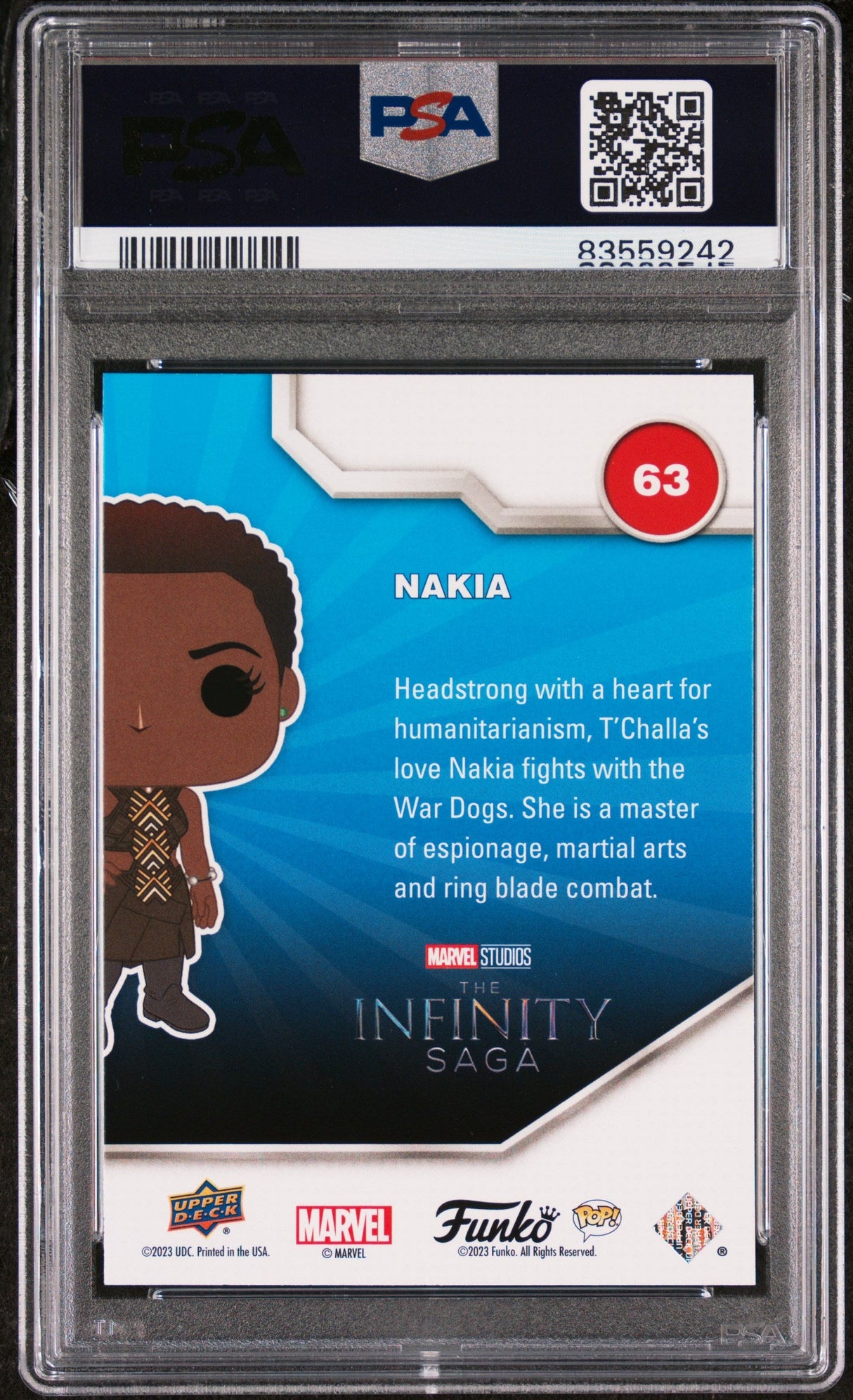2023 UPPER DECK FUNKO POP MARVEL NAKIA PLATINUM #63 PSA 10
