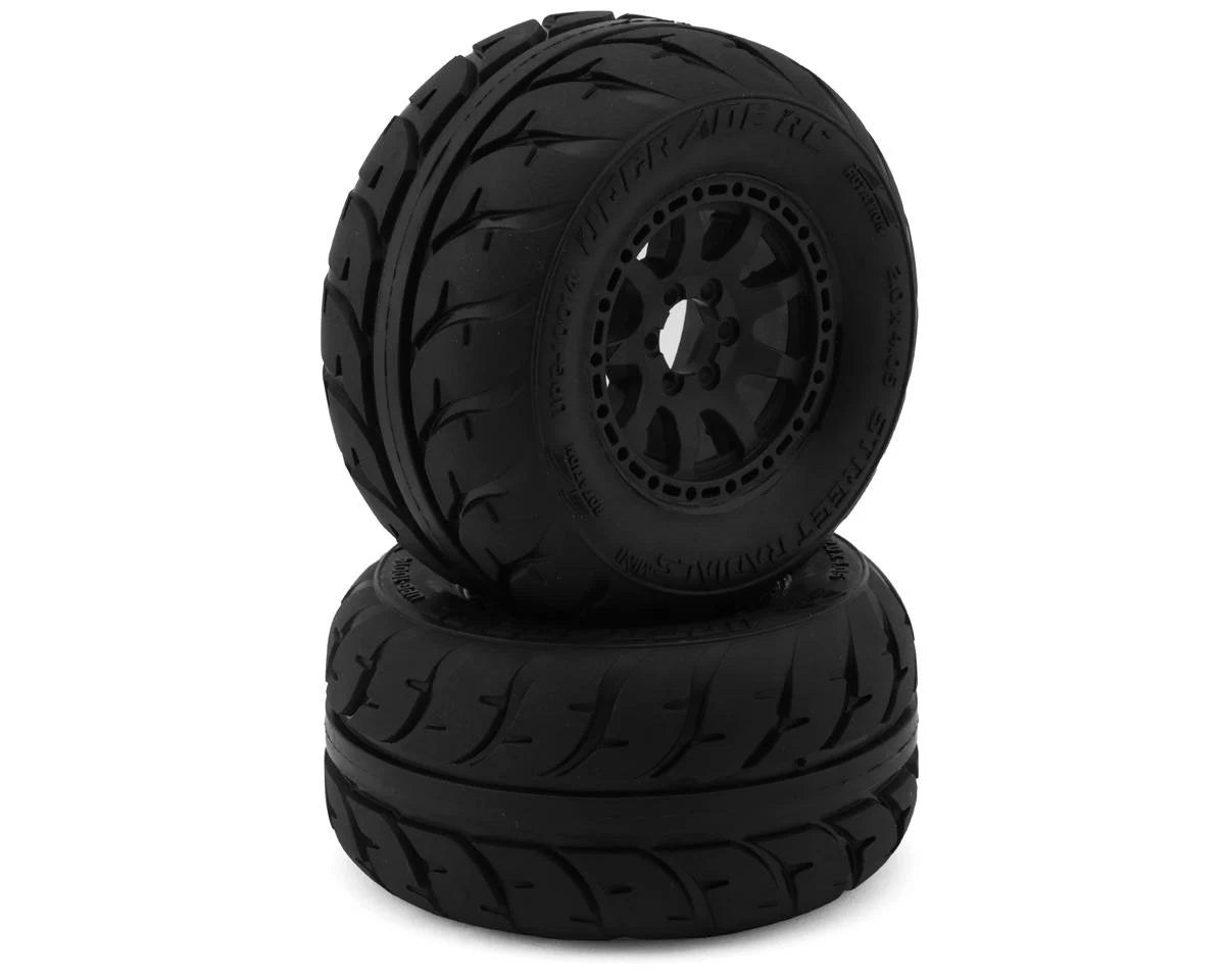 UpGrade UPG-10014 RC Street Radials 2.2" Pre-Mounted On-Road Tires for Mini Maxx®/XRT® & Mini Kraton® (2) w/12mm Narrow, 12mm Wide, & 14mm Hexes