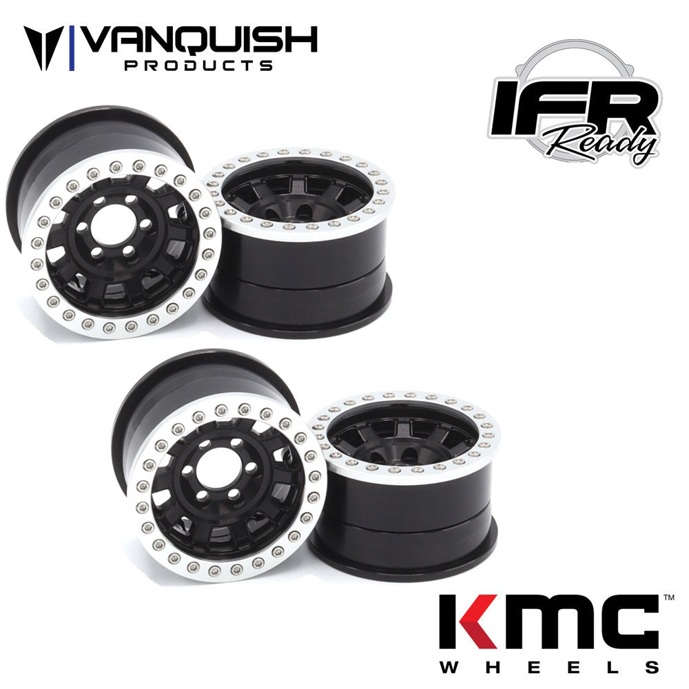 Vanquish VPS07780 KMC 1.9" KM236 Tank Black Wheels (4) Rock Crawler
