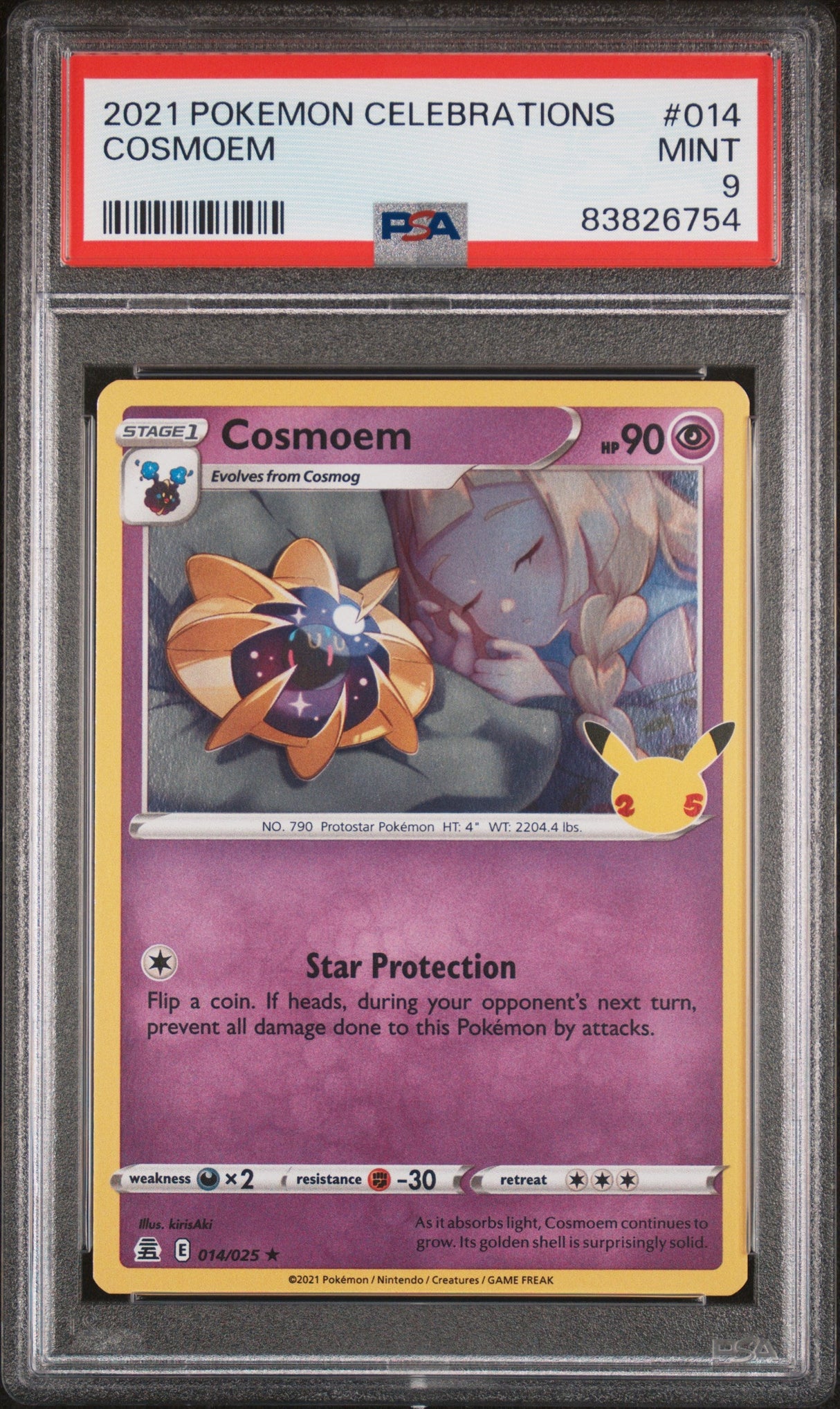 2021 POKEMON CELEBRATIONS COSMOEM #14 PSA 9