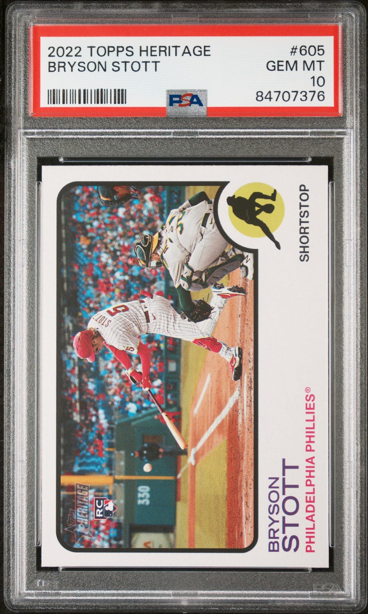 2022 TOPPS HERITAGE BRYSON STOTT #605 - PSA 10 ROOKIE CARD