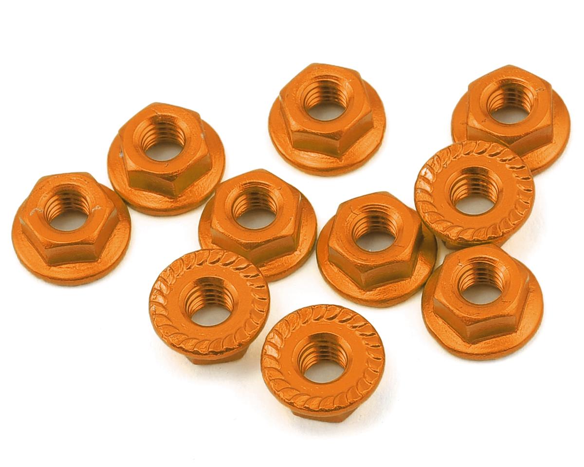 Yeah Racing YEA-LN-M4S-OR 4mm Aluminum Serrated Lock Nut (10) (Orange)