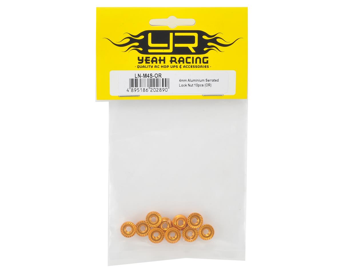 Yeah Racing YEA-LN-M4S-OR 4mm Aluminum Serrated Lock Nut (10) (Orange)