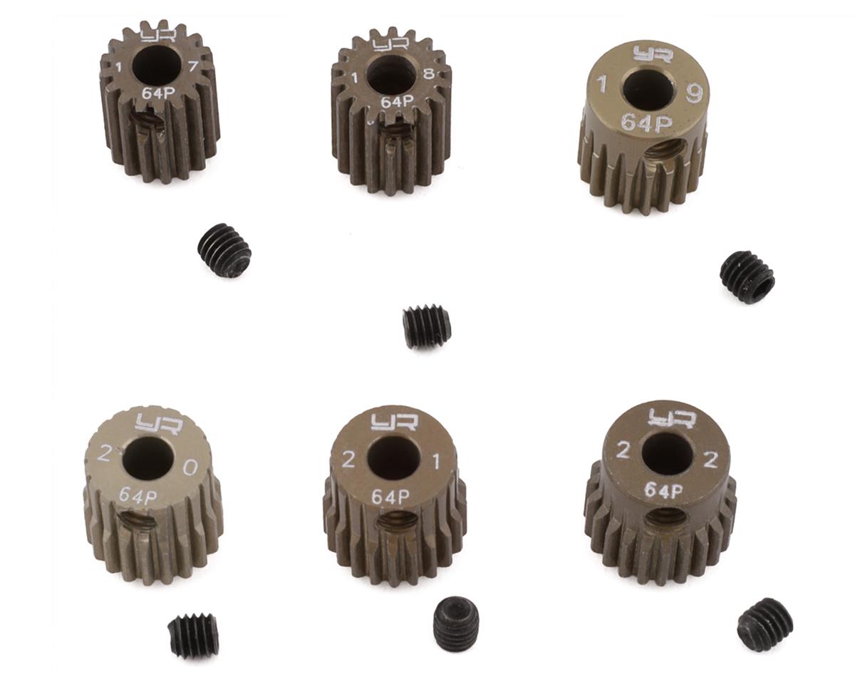 Yeah Racing MG-64017-022 Hard Coated 64P Aluminum Pinion Gear Set (17, 18, 19, 20, 21, 22T) (3.17mm Bore)