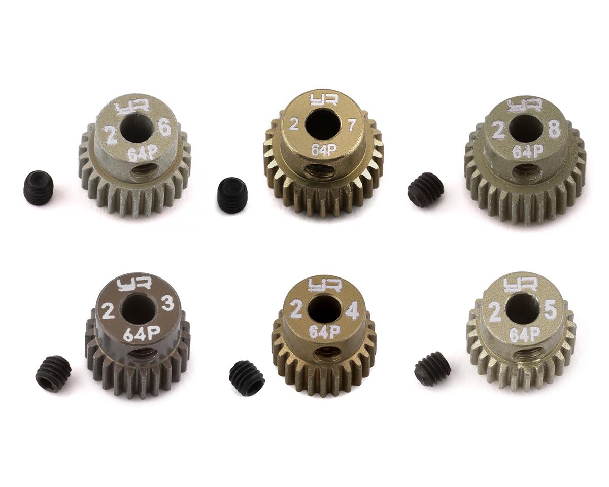 Yeah Racing Hard Coated 64P Aluminum Pinion Gear Set (23, 24 25, 26, 27, 28T) (3.17mm Bore)