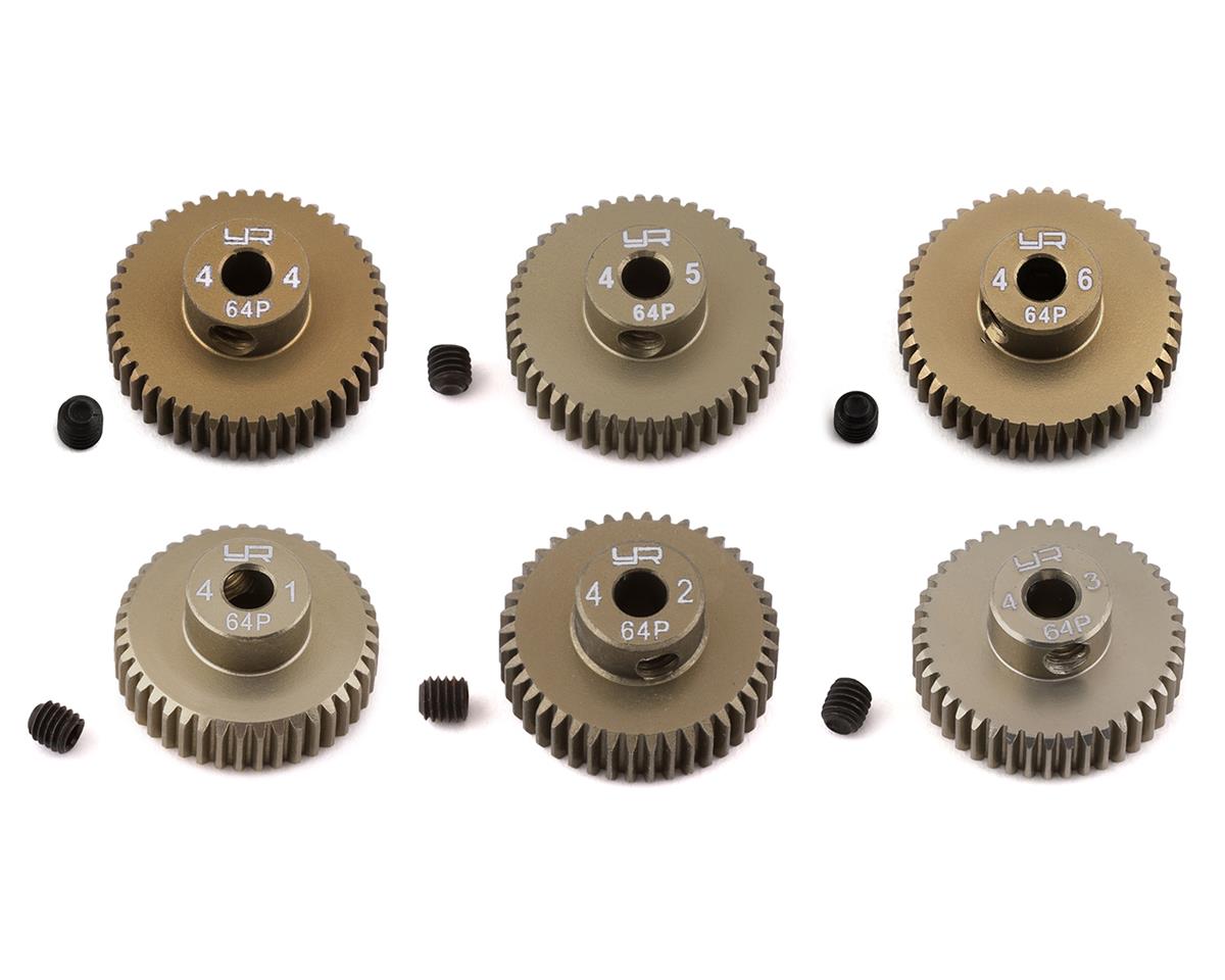 Yeah Racing MG-64041-046 Hard Coated 64P Aluminum Pinion Gear Set (41, 42, 43, 44, 45, 46T) (3.17mm Bore)