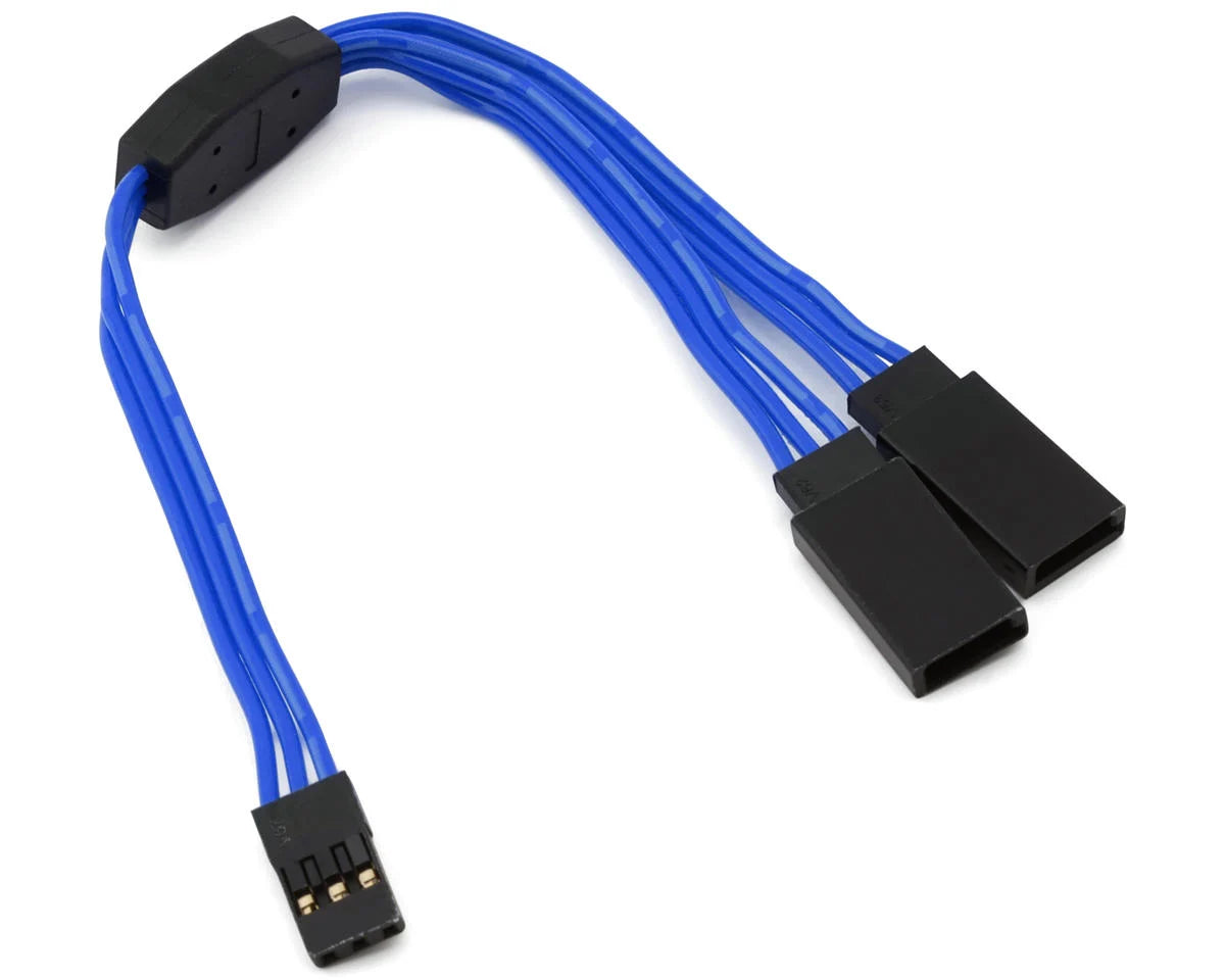 Yeah Racing WPT-0154DB 60-Core Y-Harness High Current Servo Extension Lead (Blue) (JR/Futaba Plug) (150mm)