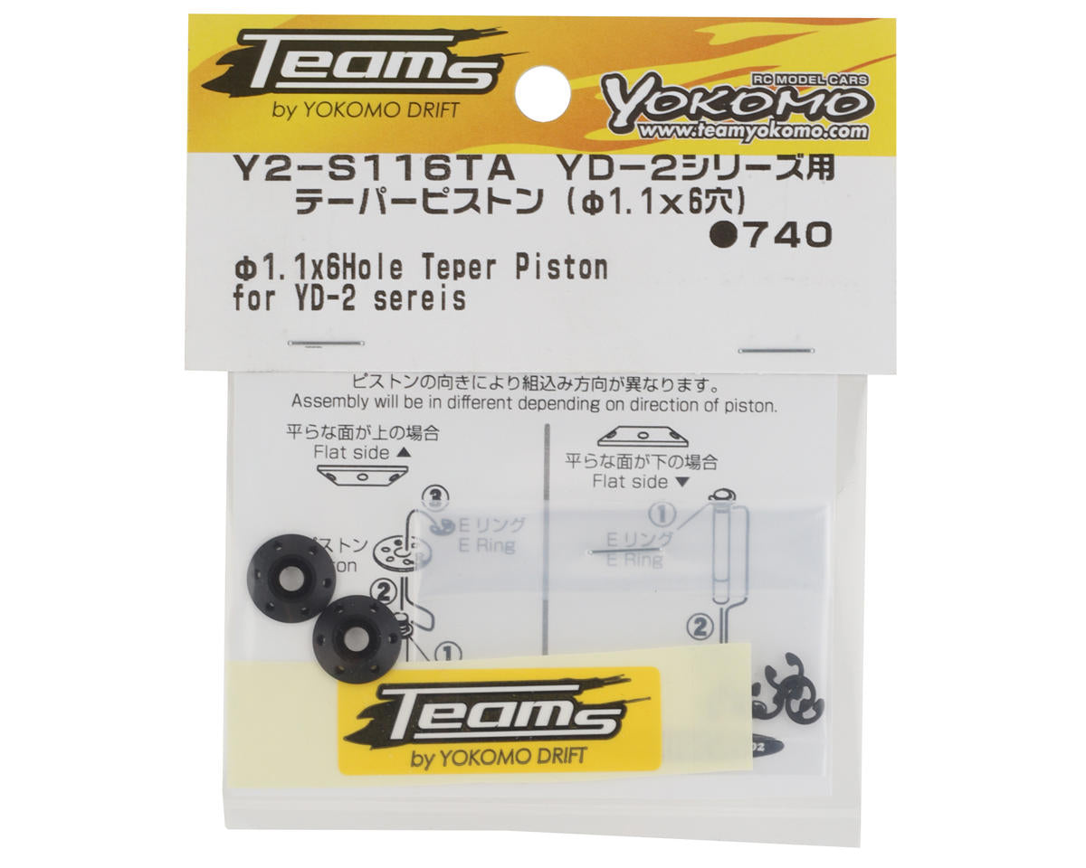 Yokomo Y2-S116TA YD-2 LF Piston d'amortisseur conique à gros alésage (1,1x6)