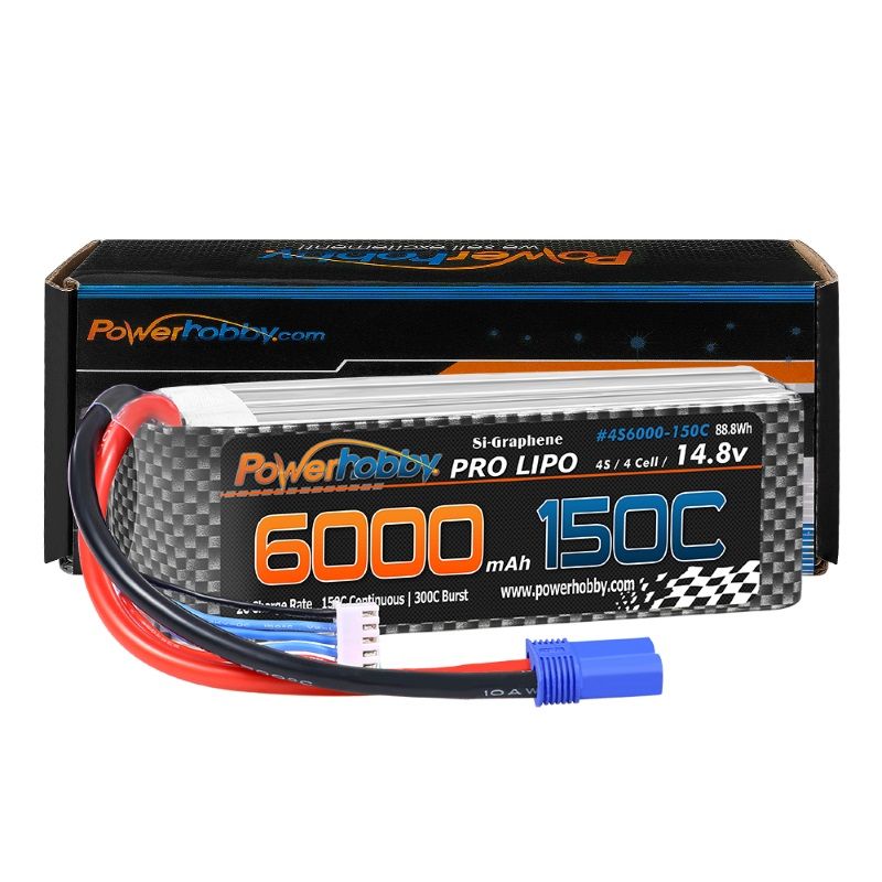 Powerhobby XTREME 4S 14.8V 6000mah 150c-300C Batería Lipo con enchufe EC5 de 4 celdas