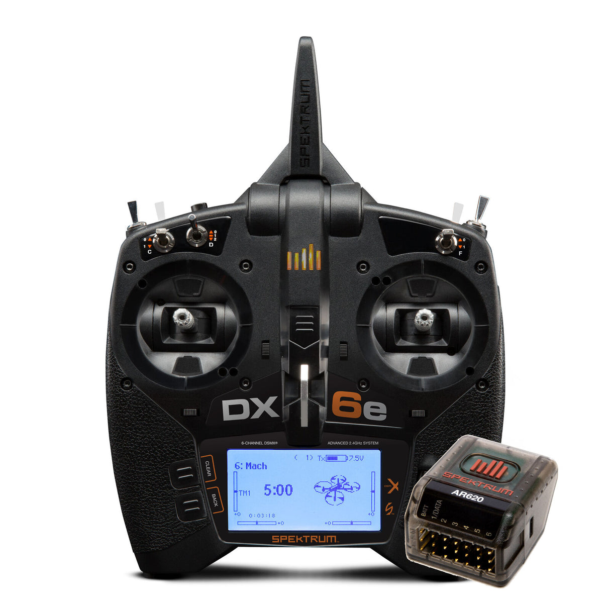Spektrum SPM6655 RC DX6e Sistema de radio para aviones de 6 canales y 2,4 GHz con receptor AR620