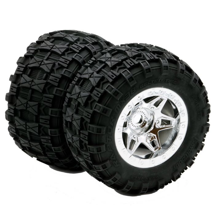 POWERHOBBY PHT2372-CR 1/8 Raptor 3.8" pneus tout terrain ceinturés 17MM montés Ch