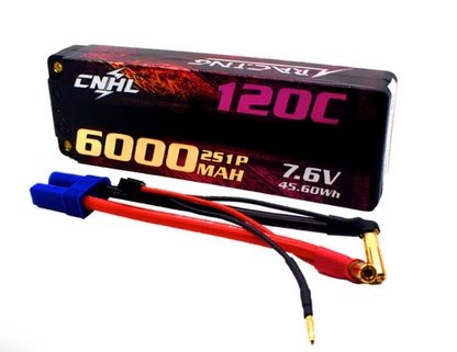 CNHL Racing Series LiHV 6000mAh 7.6V 2S 120C HV Hard Case Lipo Battery with EC5
