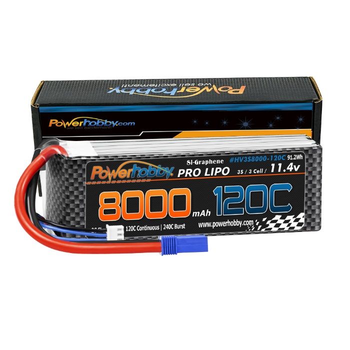 POWERHOBBY 3S 11.4V 8000MAH 120C GRAPHENE + HV LIPO BATTERY W EC5 PLUG