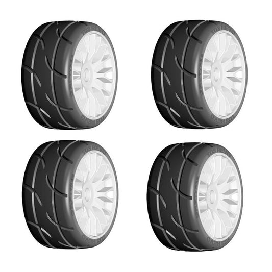 GRP GTJ03-XM4 1/8 GT T03 REVO SoftMEDIUM Mounted Tires Wheels (4) WHITE