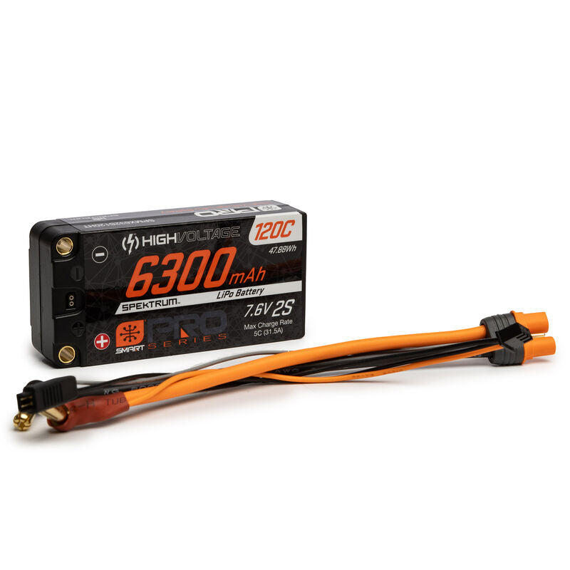 SPEKTRUM 7,6 V 6300 mAh 2S 120C Smart Pro Race Shorty Hardcase LiHV Batterie : Tubes